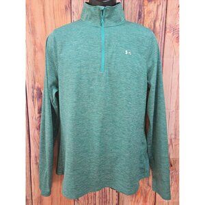 Under Armour Womens HeatGear 1/4 Zip Pullover XL Loose Fit Teal Heather‎